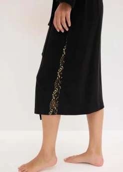 Kimono Morgenmantel mit zarter Glitzerspitze