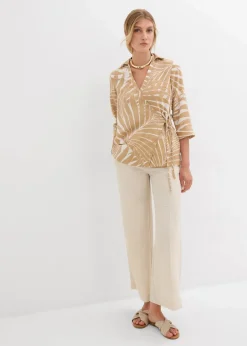 Kimono-Bluse in Leinenoptik