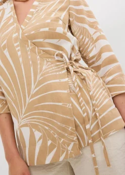 Kimono-Bluse in Leinenoptik