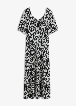 Kleid aus Jersey-Crêpe mit langem Schlitz