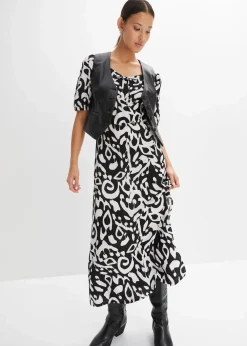 Kleid aus Jersey-Crêpe mit langem Schlitz