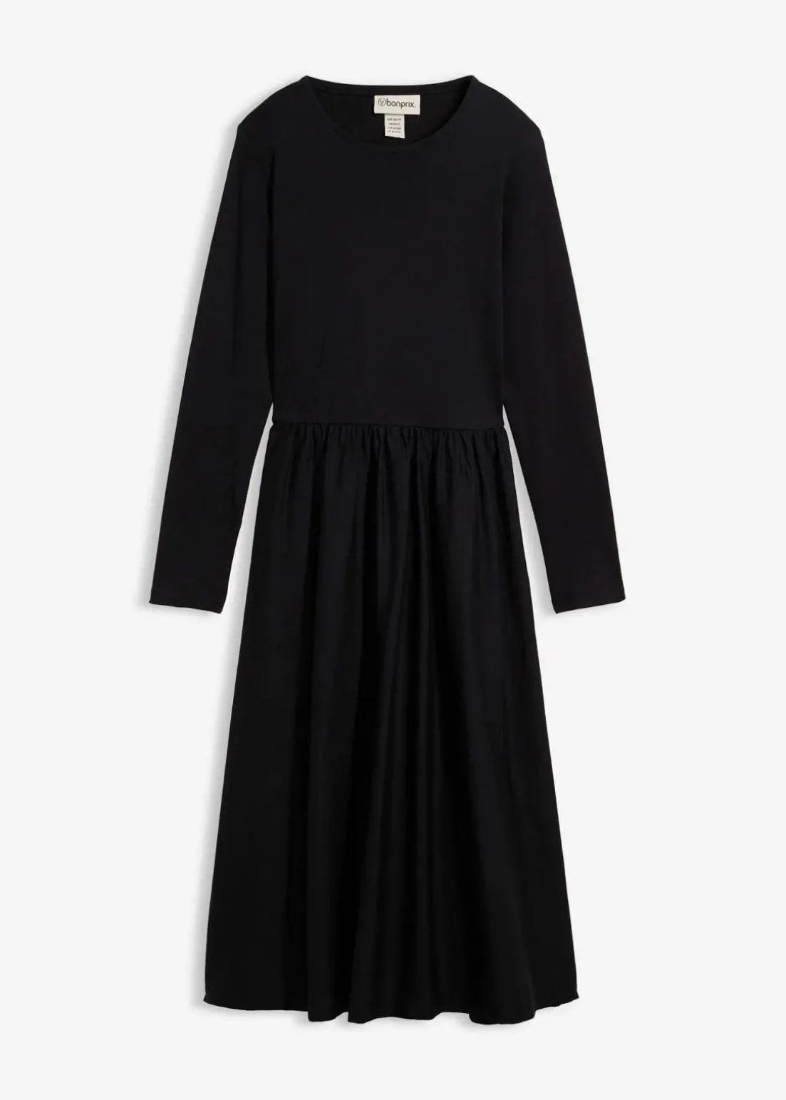 Kleid im Materialmix aus reiner Baumwolle