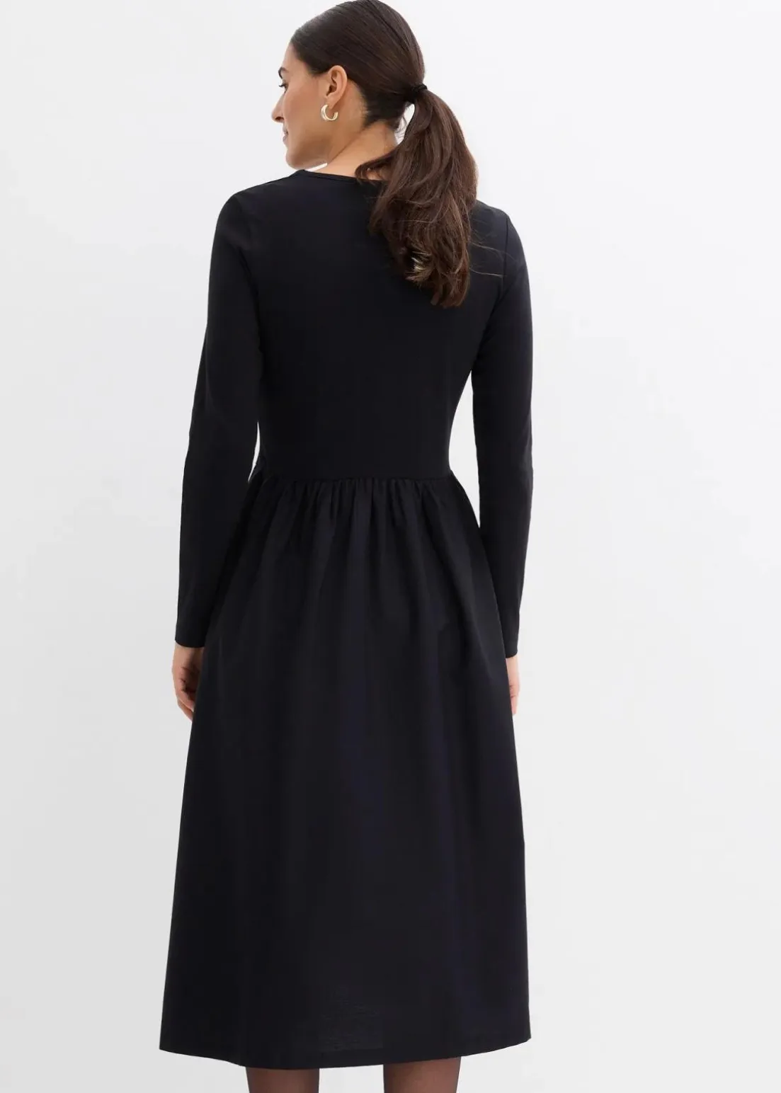 Kleid im Materialmix aus reiner Baumwolle