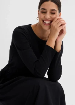 Kleid im Materialmix aus reiner Baumwolle