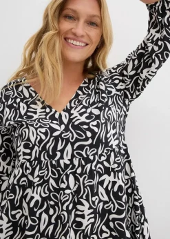 Kleid in Midilänge aus fließender Viskose