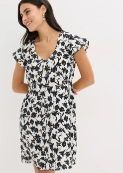 Kleid mit Flügelärmeln aus strukturiertem Material