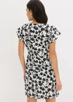 Kleid mit Flügelärmeln aus strukturiertem Material