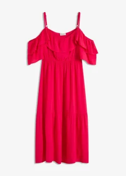 Kleid mit Volants aus strukturierter Viskose