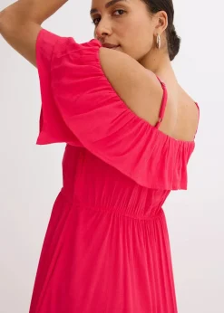 Kleid mit Volants aus strukturierter Viskose