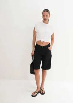 Knielange Baumwoll-Bermuda mit Utility-Details