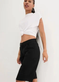 Knielange Baumwoll-Bermuda mit Utility-Details