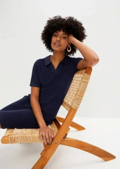 Knieumspielendes Frottee-Kleid mit Polokragen