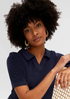 Knieumspielendes Frottee-Kleid mit Polokragen