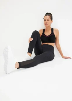 Komfort-Sport-Leggings mit transparentem Mesh und Handytasche