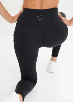 Komfort-Sport-Leggings mit transparentem Mesh und Handytasche