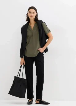 Kurzarmbluse aus festem Viskose-Mix