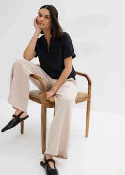 Kurzarmbluse aus festem Viskose-Mix