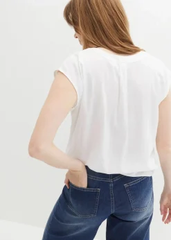 Kurzarmbluse aus fließender Viskose