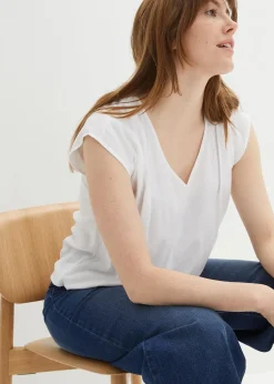 Kurzarmbluse aus fließender Viskose