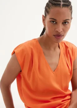 Kurzarmbluse aus fließender Viskose