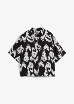 Kurzarmbluse aus fließender Viskose