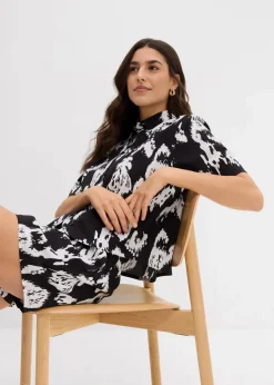 Kurzarmbluse aus fließender Viskose