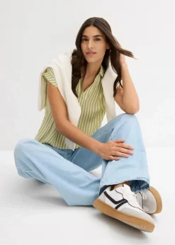 Kurzarmbluse aus fließender Viskose