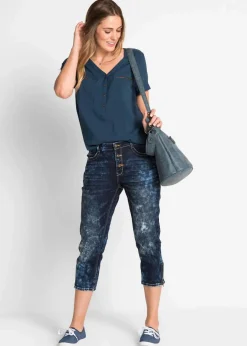 Kurzarmbluse aus fließender Viskose