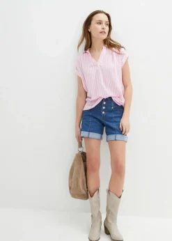 Kurzarmbluse aus fließender Viskose