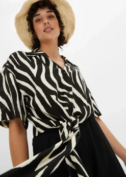 Kurzarmbluse aus fließender Viskose