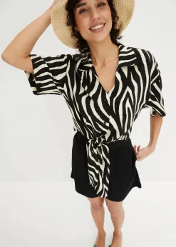 Kurzarmbluse aus fließender Viskose