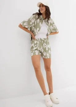 Kurzarmbluse aus fließender Viskose