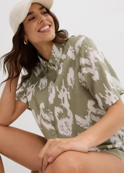 Kurzarmbluse aus fließender Viskose