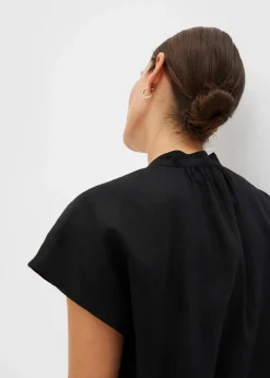 Kurzarmbluse aus luftigem Leinen-Mix