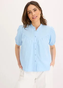 Kurzarmbluse aus luftigem Musselin