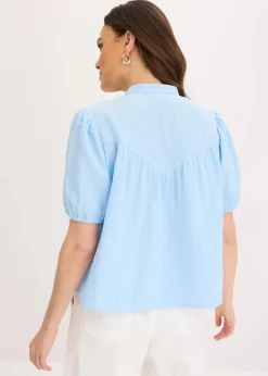 Kurzarmbluse aus luftigem Musselin