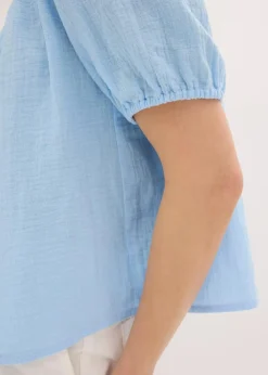 Kurzarmbluse aus luftigem Musselin