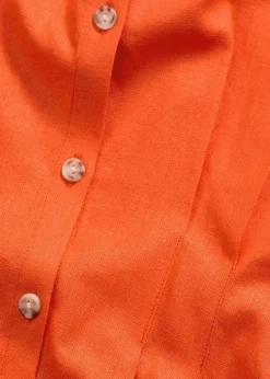 Kurzarmbluse aus luftigem Leinen-Mix