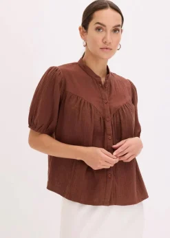 Kurzarmbluse aus luftigem Musselin