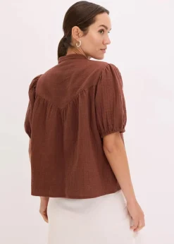 Kurzarmbluse aus luftigem Musselin