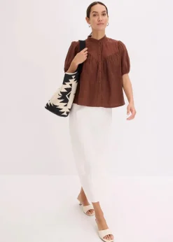 Kurzarmbluse aus luftigem Musselin