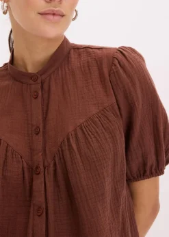 Kurzarmbluse aus luftigem Musselin