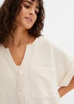 Kurzarmbluse aus Musselin