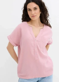 Kurzarmbluse aus Musselin