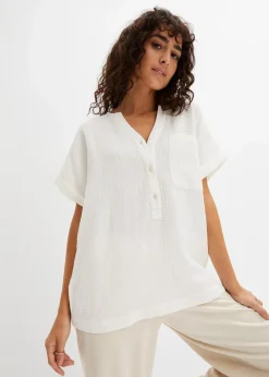 Kurzarmbluse aus Musselin