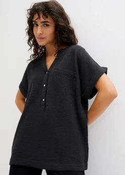 Kurzarmbluse aus Musselin