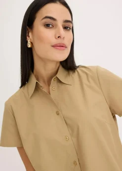 Kurzarmbluse aus Popeline