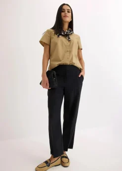 Kurzarmbluse aus Popeline