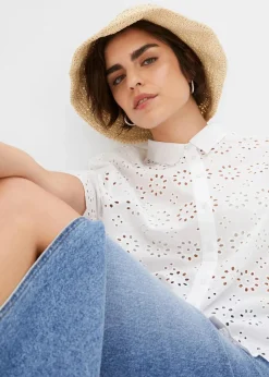 Kurzarmbluse aus reiner Baumwolle