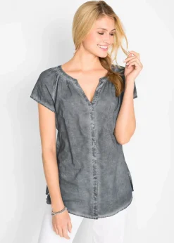 Kurzarmbluse aus reiner Baumwolle